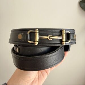 Tory English Bridle Leather Belt Women 32 Black Snaffle Bit Equestrian Horse USA